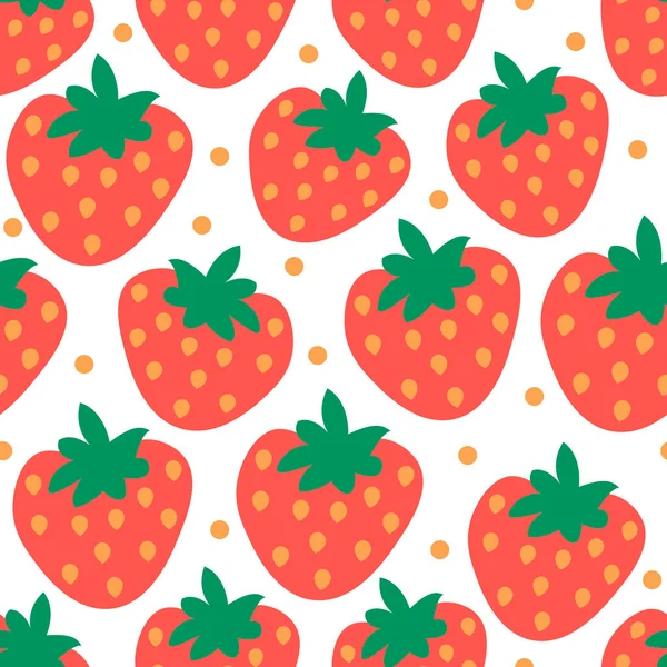 Güzel bir çizgi film, dikişsiz çilek deseni. Vektör illüstrasyonu.