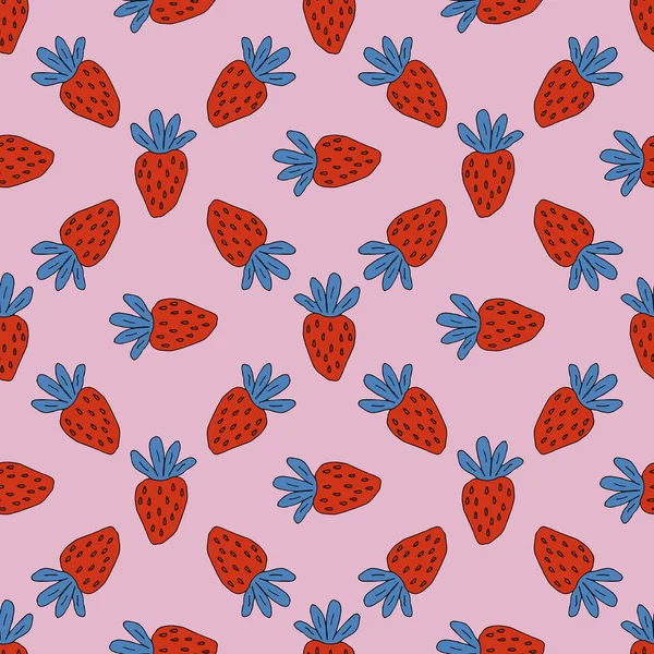 Κινούμενο Σχέδιο Φράουλας Χωρίς Ραφή Φόντο Καλοκαιρινών Φρούτων Άπειρη Κάρτα — Διανυσματικό Αρχείο