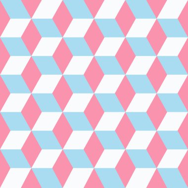 Renkli küplerin kusursuz deseni. Sonsuz renkli kübik arkaplan. Küp şeklinde. Küp vektörü. Küp arkaplan. Küp dekorasyonlu soyut ve pürüzsüz arkaplan