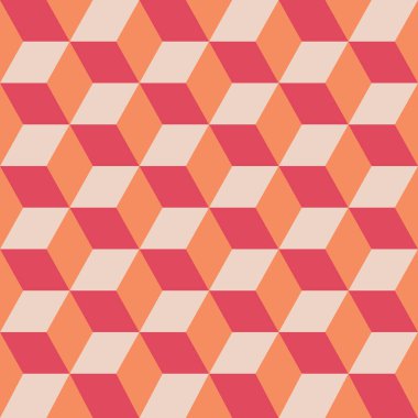 Renkli küplerin kusursuz deseni. Sonsuz renkli kübik arkaplan. Küp şeklinde. Küp vektörü. Küp arkaplan. Küp dekorasyonlu soyut ve pürüzsüz arkaplan