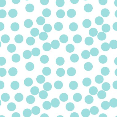 Beyaz üzerinde mavi benekli geometrik kusursuz desen. Nokta desenli soyut geometrik dikişler rastgele noktalar, daireler, kabarcıklar, leke, leke. arkaplan Vektörü illüstrasyonu.