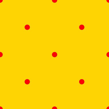 Kırmızı benekli, noktasız desen. Geometrik arkaplan. Yuvarlak şekiller. Vektör illüstrasyonu. 