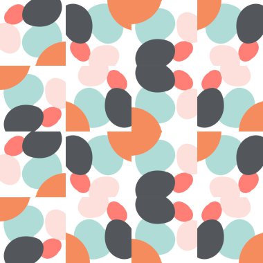 Düzensiz şekilli, soyut, dağınık geometrik, dikişsiz desen. Renkli bir geçmiş. Vektör illüstrasyonu. 