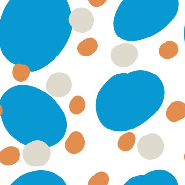 Düz olmayan dairelerle geometrik arkaplan. Soyut yuvarlak, pürüzsüz desen. Beyaz arka planda elle çizilmiş renkli noktalar. Vektör illüstrasyonu.