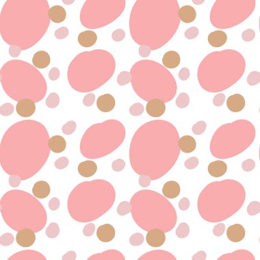 Düz olmayan dairelerle geometrik arkaplan. Soyut yuvarlak, pürüzsüz desen. Beyaz arka planda elle çizilmiş renkli noktalar. Vektör illüstrasyonu.