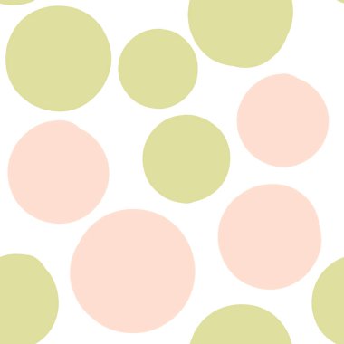 Düz olmayan dairelerle geometrik arkaplan. Soyut yuvarlak, pürüzsüz desen. Beyaz arka planda elle çizilmiş renkli noktalar. Vektör illüstrasyonu.