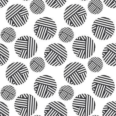 Soyut dağınık doğrusal nokta, daireler, geometrik dikişsiz desen. Çizgili arka plan. Vektör illüstrasyonu.   