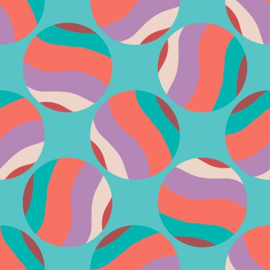 Soyut yuvarlak, pürüzsüz desen. Çizgili çok renkli daireleri olan kusursuz bir desen. Vektör illüstrasyonu.