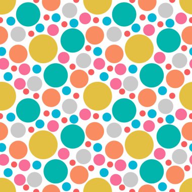 Yuvarlak, pürüzsüz desen. Kusursuz retro çember deseni. Noktalı, pürüzsüz arka plan, desen, ambalaj kağıdı, kumaş, tekstil, web sitesi, duvar kağıdı için süs. Vektör illüstrasyonu.