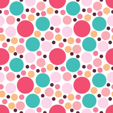 Yuvarlak, pürüzsüz desen. Kusursuz retro çember deseni. Noktalı, pürüzsüz arka plan, desen, ambalaj kağıdı, kumaş, tekstil, web sitesi, duvar kağıdı için süs. Vektör illüstrasyonu.
