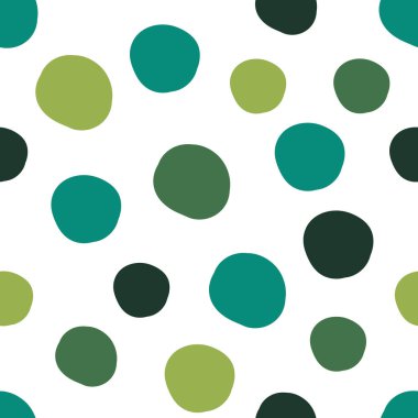 Düz olmayan dairelerle geometrik arkaplan. Soyut yuvarlak, pürüzsüz desen. Beyaz arka planda elle çizilmiş renkli noktalar. Vektör illüstrasyonu.