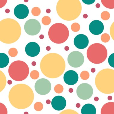 Yuvarlak, pürüzsüz desen. Kusursuz retro çember deseni. Noktalı, pürüzsüz arka plan, desen, ambalaj kağıdı, kumaş, tekstil, web sitesi, duvar kağıdı için süs. Vektör illüstrasyonu.