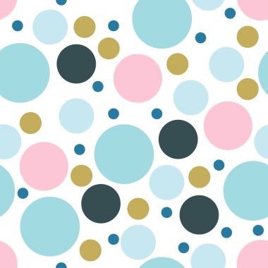 Yuvarlak, pürüzsüz desen. Kusursuz retro çember deseni. Noktalı, pürüzsüz arka plan, desen, ambalaj kağıdı, kumaş, tekstil, web sitesi, duvar kağıdı için süs. Vektör illüstrasyonu.