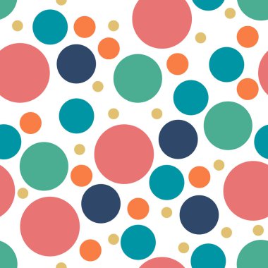 Yuvarlak, pürüzsüz desen. Kusursuz retro çember deseni. Noktalı, pürüzsüz arka plan, desen, ambalaj kağıdı, kumaş, tekstil, web sitesi, duvar kağıdı için süs. Vektör illüstrasyonu.