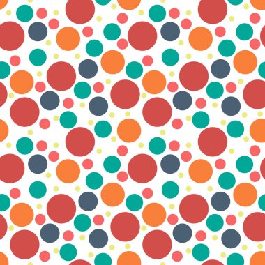 Yuvarlak, pürüzsüz desen. Kusursuz retro çember deseni. Noktalı, pürüzsüz arka plan, desen, ambalaj kağıdı, kumaş, tekstil, web sitesi, duvar kağıdı için süs. Vektör illüstrasyonu.