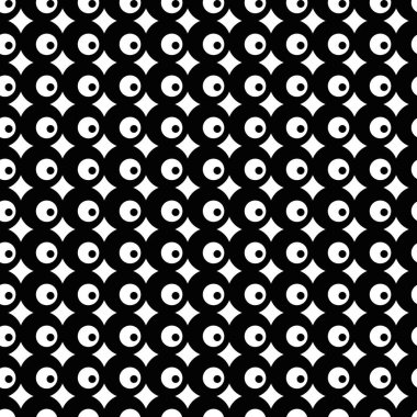 Noktalı siyah beyaz desenler. Noktalı doku. Yuvarlak şekilli soyut geometrik desen. Ekran baskısı. Vektör illüstrasyonu.