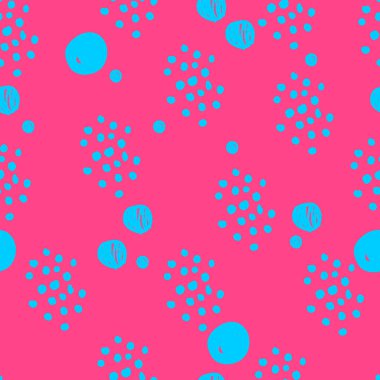 Modern el, geometrik şekilli, renkli, soyut, pürüzsüz desenler çizdi: daireler, noktalar. Vektör illüstrasyonu.