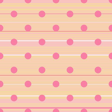 Soyut noktalı ve doğrusal dikişsiz desen. Çizgileri ve daireleri olan bir arka plan. Vektör illüstrasyonu. 