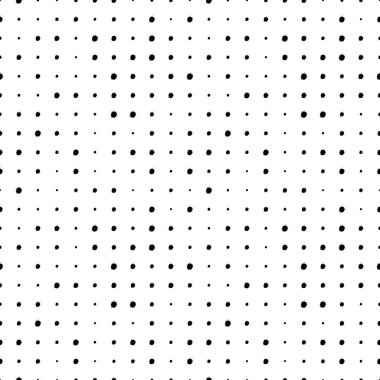 Siyah ve beyaz yarım tonlu, dairesel, pürüzsüz desen. Noktalı doku. Beyaz arka planda polka nokta. Soyut yuvarlak, pürüzsüz desen. Vektör illüstrasyonu.