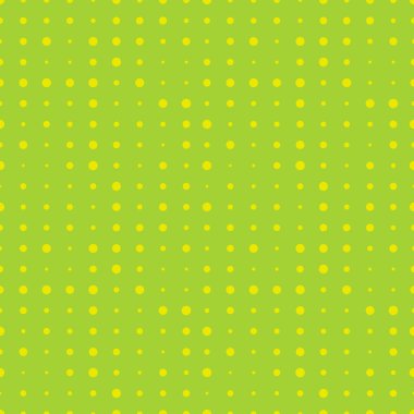 Yeşil üzerinde sarı daireler olan yarım tonlu, pürüzsüz desen. Noktalı doku. Puantiyeli arka plan. Soyut yuvarlak, pürüzsüz desen. Vektör illüstrasyonu.