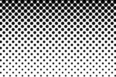 Siyah ve beyaz altıgen yarım ton. Geometrik arkaplan. Vektör illüstrasyonu.