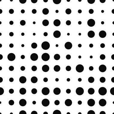 Yarım tonlu grunge noktalı siyah beyaz desenli. Noktalı doku. Yarım tonluk arkaplan. Puantiyeli sonsuz. Yuvarlak şekilli soyut geometrik desen. Creen baskısı. Vektör illüstrasyonu.