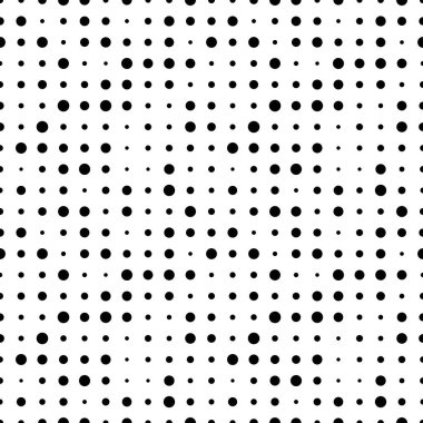 Yarım tonlu grunge noktalı siyah beyaz desenli. Noktalı doku. Yarım tonluk arkaplan. Puantiyeli sonsuz. Yuvarlak şekilli soyut geometrik desen. Creen baskısı. Vektör illüstrasyonu