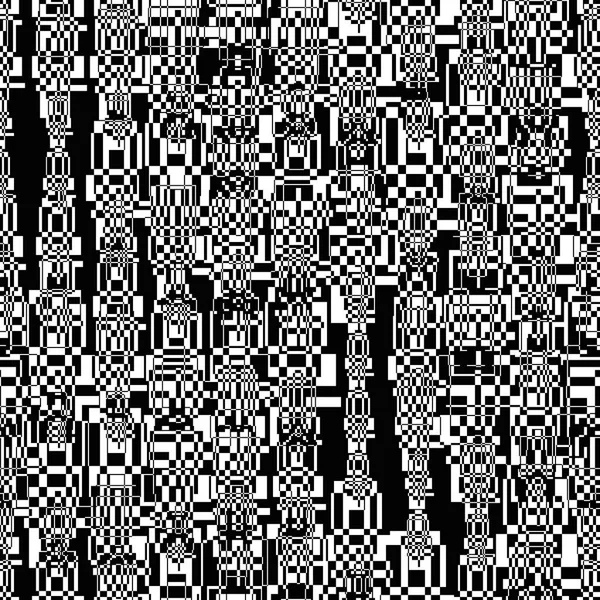 Abstrakt Sort Hvid Glitch Sømløse Mønster Geometrisk Baggrund Vektorillustration – Stock-vektor