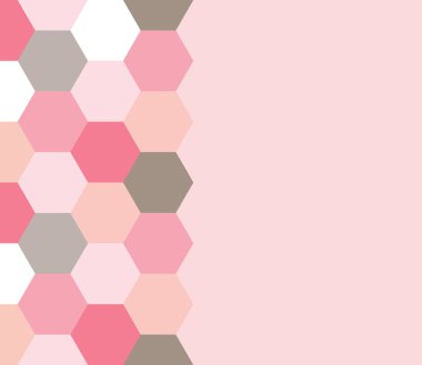 Bal peteği, seks açısı, altıgen, zigzag, eşkenar dörtgen, geometrik şekillerin çizgi deseni ve boş uzay. Renkli mozaik desenli broşür. Vektör illüstrasyonu.