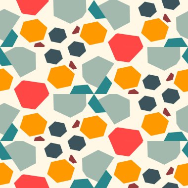 Farklı altıgenlere sahip soyut geometrik dikişsiz desen.