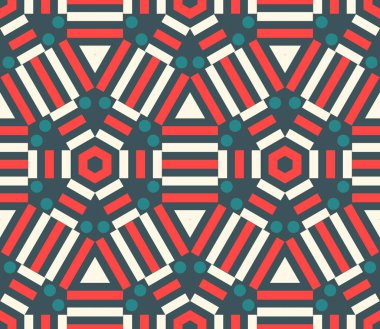 Farklı şekillere sahip soyut çizgili geometrik dikişsiz desen.