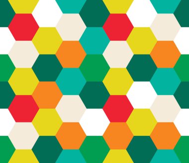 Kusursuz geometrik desen. Renkli sonsuzluk soyut bal peteği geometrik arka plan. Cinsiyet, altıgen arka plan. Vektör illüstrasyonu.