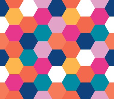 Kusursuz geometrik desen. Renkli sonsuzluk soyut bal peteği geometrik arka plan. Cinsiyet, altıgen arka plan. Vektör illüstrasyonu.