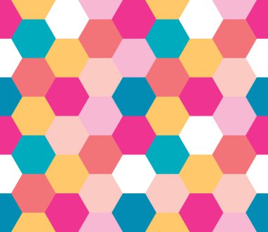 Kusursuz geometrik desen. Renkli sonsuzluk soyut bal peteği geometrik arka plan. Cinsiyet, altıgen arka plan. Vektör illüstrasyonu.