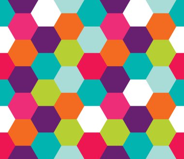 Kusursuz geometrik desen. Renkli sonsuzluk soyut bal peteği geometrik arka plan. Cinsiyet, altıgen arka plan. Vektör illüstrasyonu.