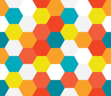 Kusursuz geometrik desen. Renkli sonsuzluk soyut bal peteği geometrik arka plan. Cinsiyet, altıgen arka plan. Vektör illüstrasyonu.