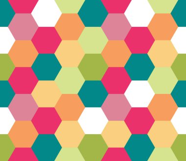 Kusursuz geometrik desen. Renkli sonsuzluk soyut bal peteği geometrik arka plan. Cinsiyet, altıgen arka plan. Vektör illüstrasyonu.