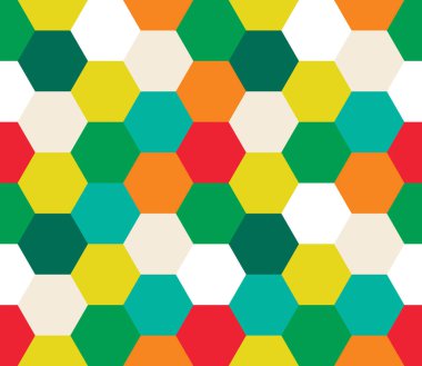 Kusursuz geometrik desen. Renkli sonsuzluk soyut bal peteği geometrik arka plan. Cinsiyet, altıgen arka plan. Vektör illüstrasyonu.