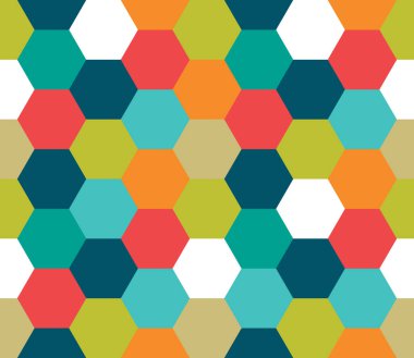 Kusursuz geometrik desen. Renkli sonsuzluk soyut bal peteği geometrik arka plan. Cinsiyet, altıgen arka plan. Vektör illüstrasyonu.