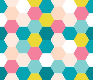 Kusursuz geometrik desen. Renkli sonsuzluk soyut bal peteği geometrik arka plan. Cinsiyet, altıgen arka plan. Vektör illüstrasyonu.