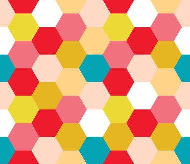 Kusursuz geometrik desen. Renkli sonsuzluk soyut bal peteği geometrik arka plan. Cinsiyet, altıgen arka plan. Vektör illüstrasyonu.