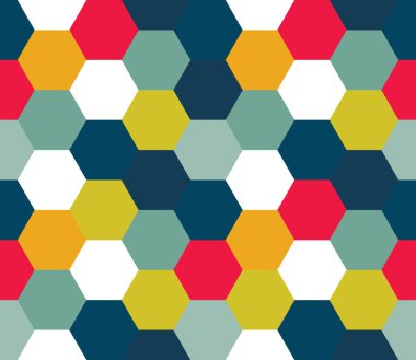 Kusursuz geometrik desen. Renkli sonsuzluk soyut bal peteği geometrik arka plan. Cinsiyet, altıgen arka plan. Vektör illüstrasyonu.