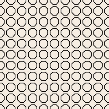 Sekizgen, geometrik şekilli, soyut yarım tonlu, dikişsiz desen. Vektör illüstrasyonu.  