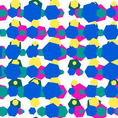 Renkli soyut yarım ton, altıgen ve geometrik şekilli dikişsiz desen. Vektör illüstrasyonu. 