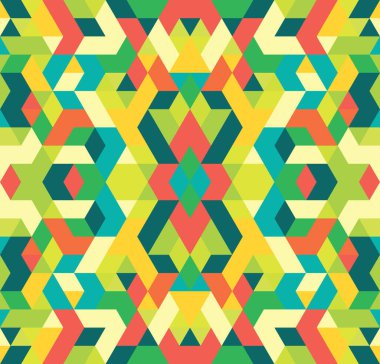 Geometrik şekillerin kusursuz renklendirilmiş arka planı. Renkli mozaik desen. Tasarım için soyut arkaplan. Renksiz geometrik arkaplan.