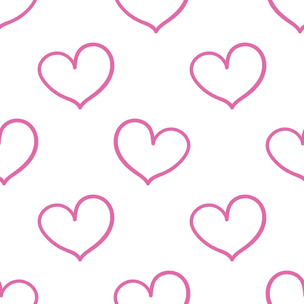 卡通可爱的心脏无缝图案 浪漫的瓦伦丁的圆点背景 我喜欢包装纸矢量说明 — 图库矢量图片