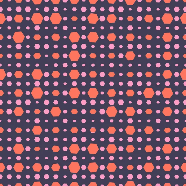 Kleurrijke Abstracte Halftoon Naadloos Patroon Met Zeshoekige Geometrische Vormen Vectorillustratie — Stockvector