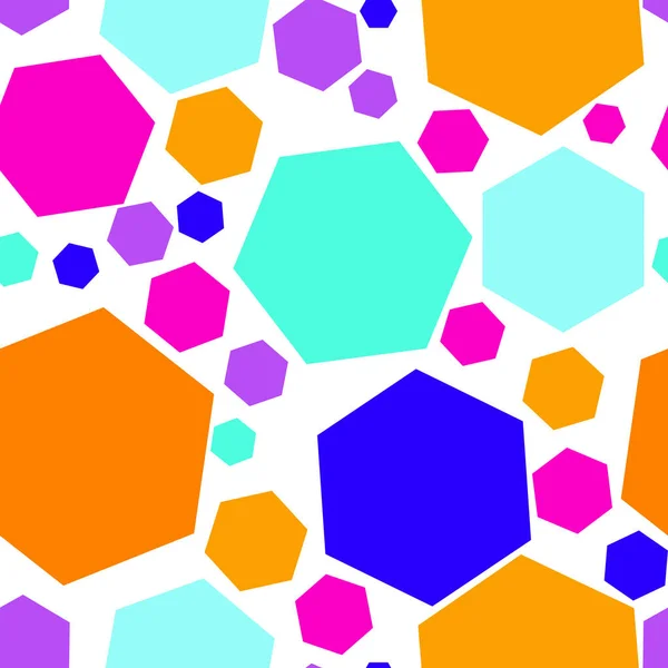 Patrón Sin Costura Desordenado Abstracto Colorido Con Hexágono Formas Geométricas — Vector de stock