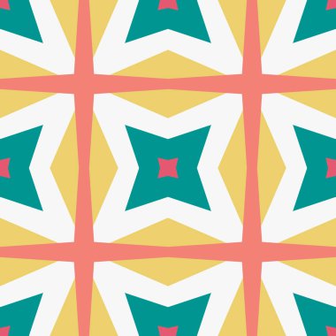 Soyut jeo-kusursuz desen. Renkli süslemeli geometrik mozaik arka plan. Döşeme kağıdı. Vektör illüstrasyonu.        