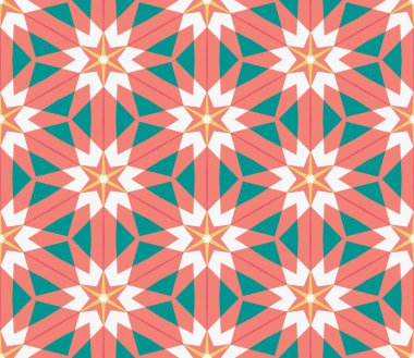 Soyut jeo-kusursuz desen. Renkli süslemeli geometrik mozaik arka plan. Döşeme kağıdı. Vektör illüstrasyonu.        